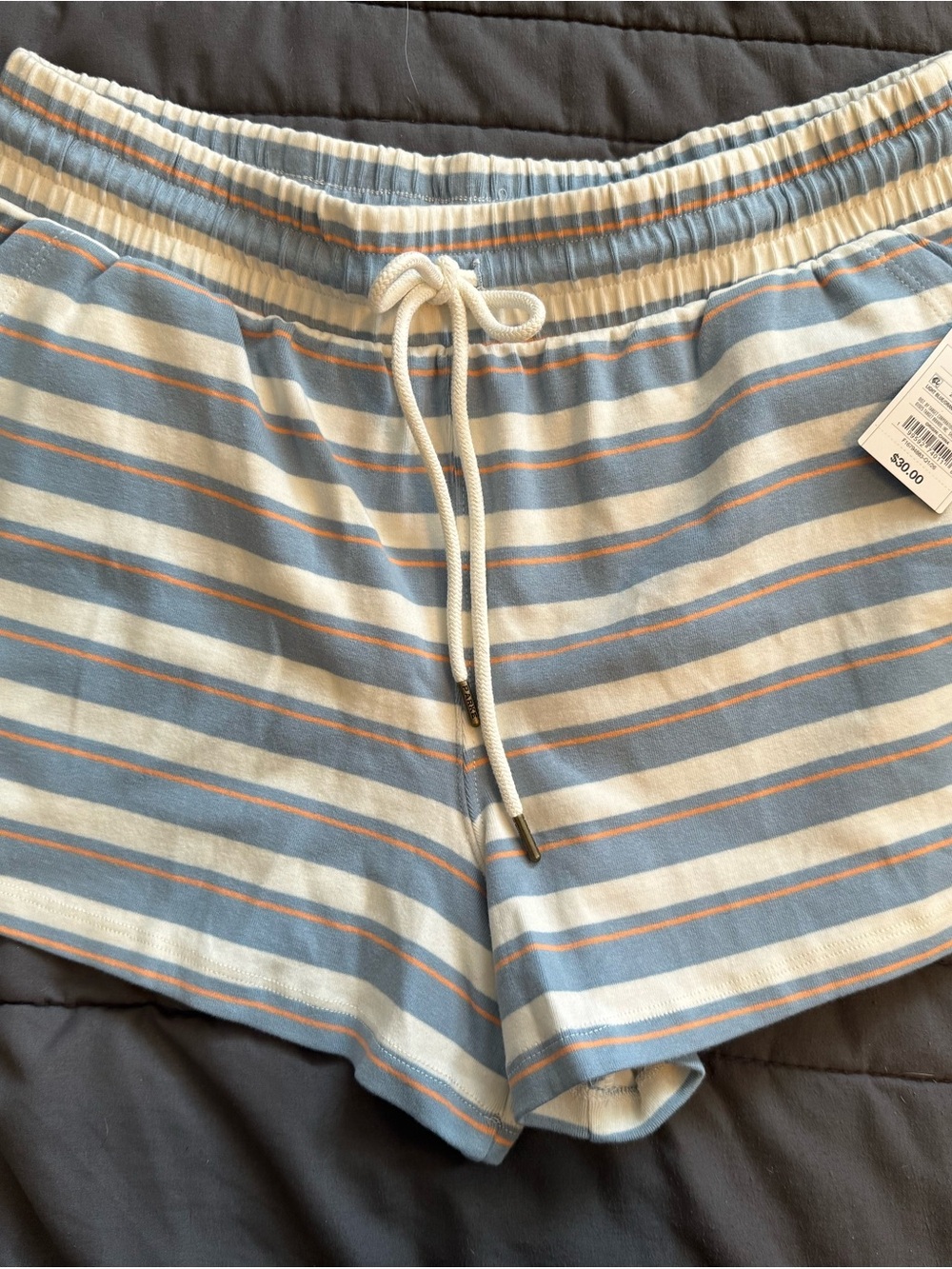 Parke x Target blue orange and white striped shorts size M